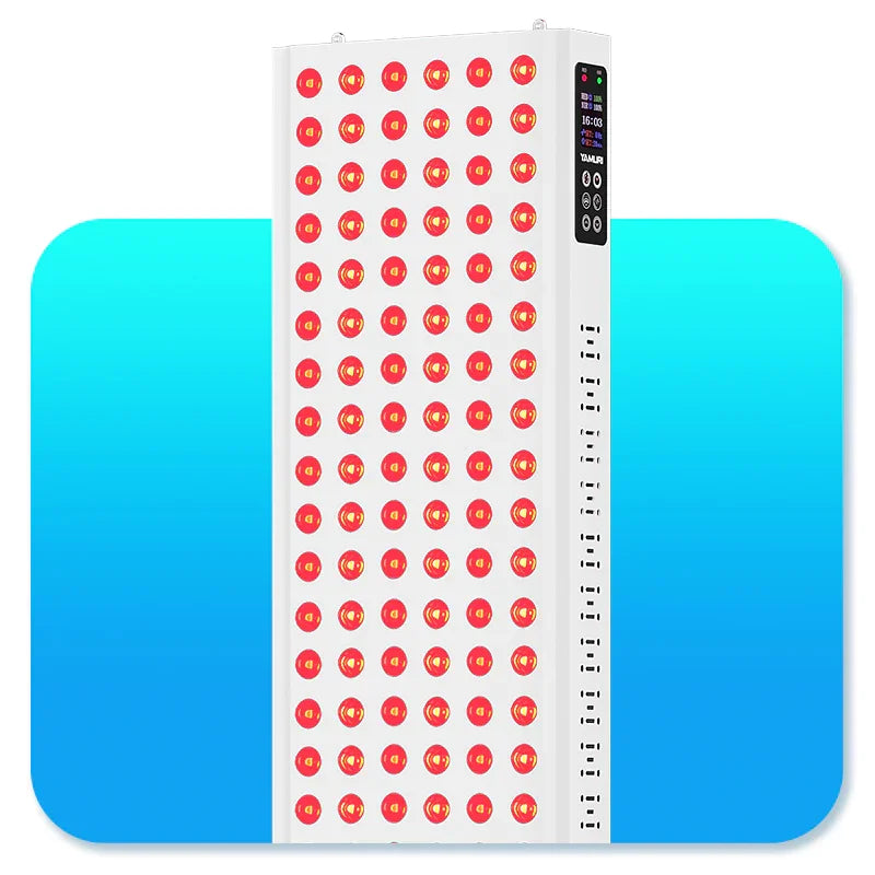 Red light therapy panel with adjustable settings for muscle recovery and skin health