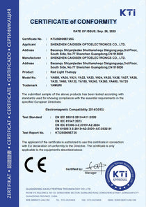 CE certification for Yamuri red light therapy devices, confirming EU compliance and safety standards.