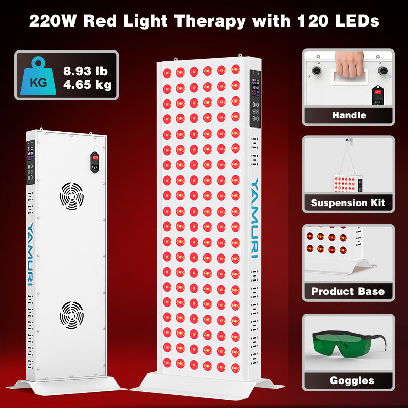 Red light therapy panel product display for targeted home wellness sessions