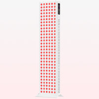 Tall white red light therapy panel with multiple LED bulbs and digital control display