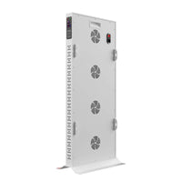 Rear view of the YA240-2W7 full-body panel showing four cooling fans, mounting brackets, handle, power inlet, and fixed base