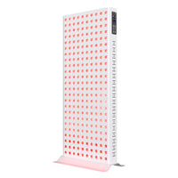 YA240-2W7 wide full-body red light therapy panel, front view with 240 illuminated LEDs, LCD controls, and built-in stand
