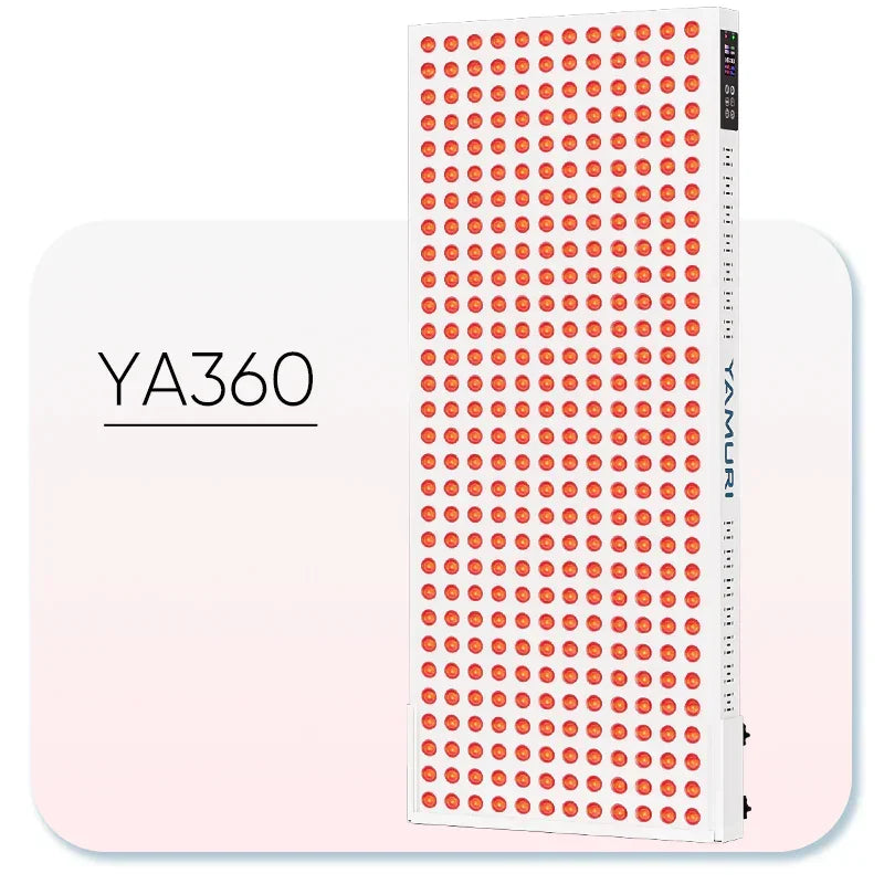 YA360 red light therapy panel with adjustable settings for muscle recovery and skin health