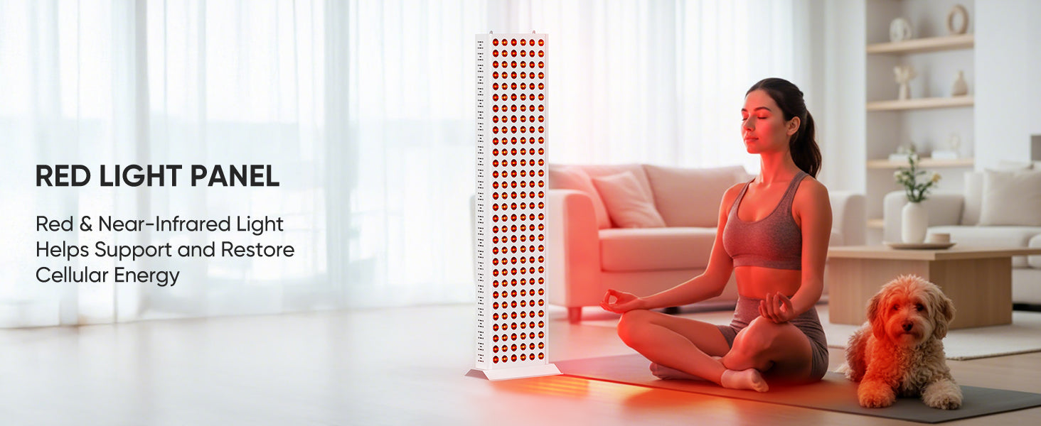 close-up of red light therapy treatment showing light absorption on skin for cellular energy support