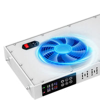 YA120-2W7 rear cooling fan and LCD control panel with red and near-infrared intensity, timer, and pulse settings