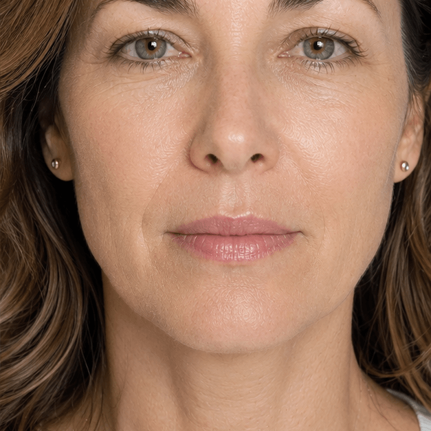 After image showing smoother-looking facial fine lines after a consistent red light therapy routine