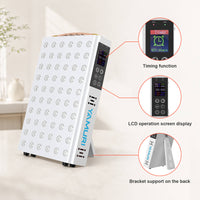 YA60-2W7 product feature diagram highlighting the timer, LCD control panel, and adjustable rear support stand