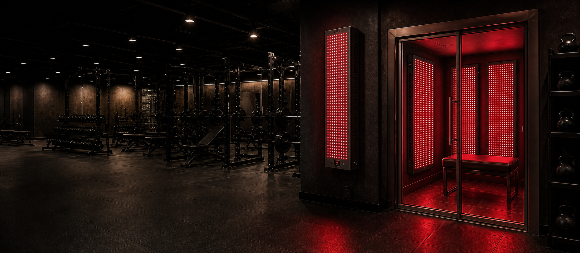 Premium commercial gym with high-density Yamuri red light therapy equipment